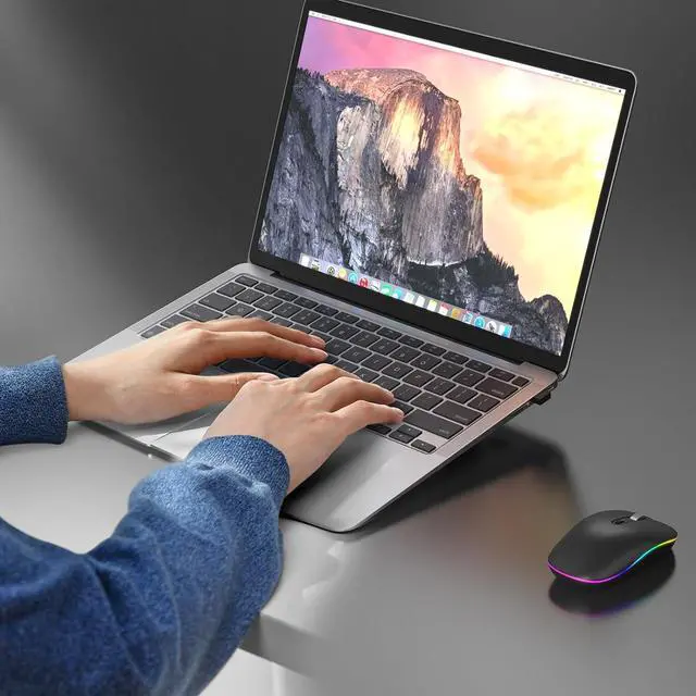 Alt view image 7 of 7 - LED Wireless Mouse with Type-c Charging Port, 2.4G Rechargeable Slim Silent Mouse with USB & Type-c Receiver, 3 Adjustable DPI for Laptop, Deskbtop, MacBook, PC (Matte Black)