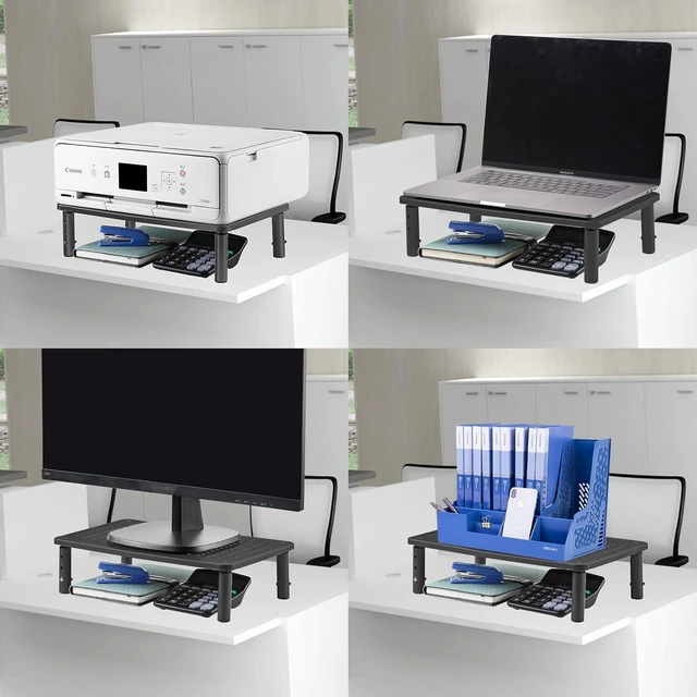 Alt view image 7 of 7 - Bracwiser Monitor Stand Riser, Metal Computer Stand, 3 Height Adjustable Screen Riser with Mesh Platform for PS4, Laptop, Printer, Notebook and All Flat Screen, Holds Up to 20KG