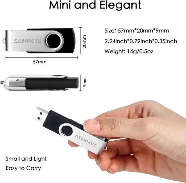 Alt view image 6 of 7 - 64GB 2 Pack USB Flash Drive 3.0 USB Memory Stick Rotating Design High Speed Thumb Drive Jump Drive with LED Light Data Storage for PC/Laptop/Car/TV and More (2 Colors: Black Blue)