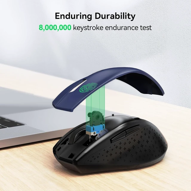 Alt view image 7 of 7 - TECKNET 2.4G Wireless Mouse, 4800 DPI Ergonomic Computer Mouse, USB, Blue