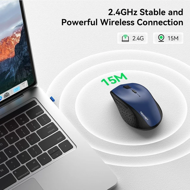 Alt view image 5 of 7 - TECKNET 2.4G Wireless Mouse, 4800 DPI Ergonomic Computer Mouse, USB, Blue