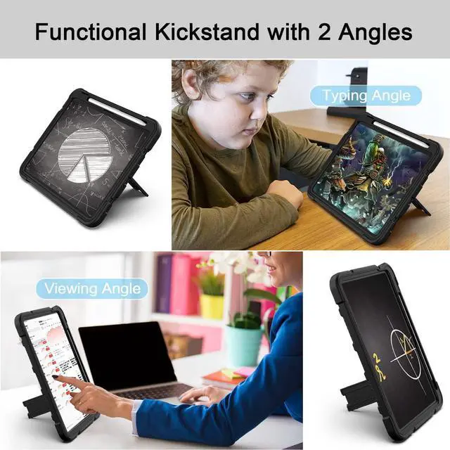 Alt view image 3 of 6 - Case for iPad (A16) 11th Generation 11 Inch 2025 / iPad 10th Generation 10.9 Inch 2022, [Built-in Pencil Holder] Heavy Duty Shockproof Rugged Protective Case, Black