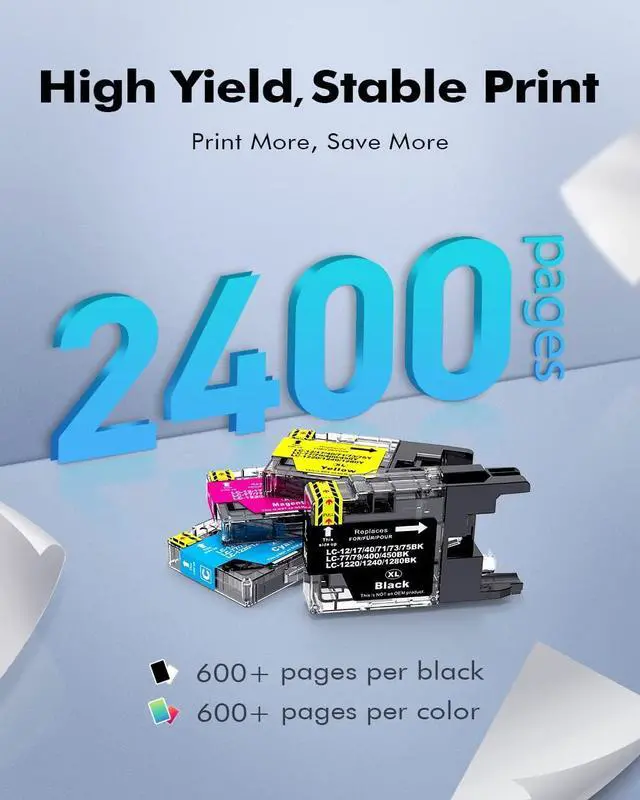 Alt view image 6 of 7 - INK4U Compatible LC75 Ink Cartridges Replacement  LC75 LC71 LC79 XL for MFC-J6510DW MFC-J6710DW MFC-J6910DW MFC-J280W MFC-J425W MFC-J430W Printer(5 Black,3 Cyan,3 Magenta,3 Yellow,14 Pack)
