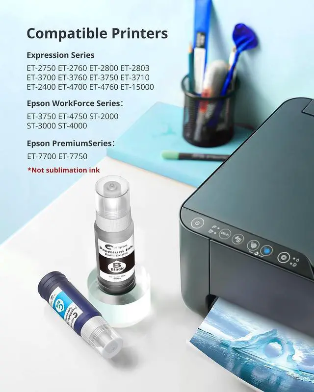 Alt view image 2 of 6 - Hiipoo Compatible Refill Ink Bottle Replacement for 522 T522 Use with EcoTank ET-2720 ET-4700 Printer Black, Cyan, Magenta, Yellow 4-PackNOT for Sublimation