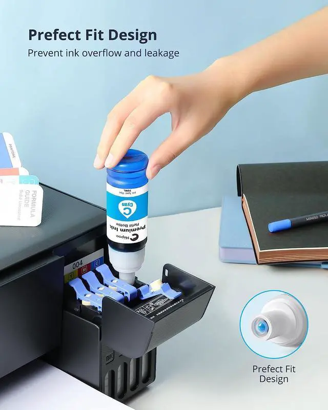 Alt view image 4 of 6 - Hiipoo Compatible Refill Ink Bottle Replacement for 522 T522 Use with EcoTank ET-2720 ET-4700 Printer Black, Cyan, Magenta, Yellow 4-PackNOT for Sublimation