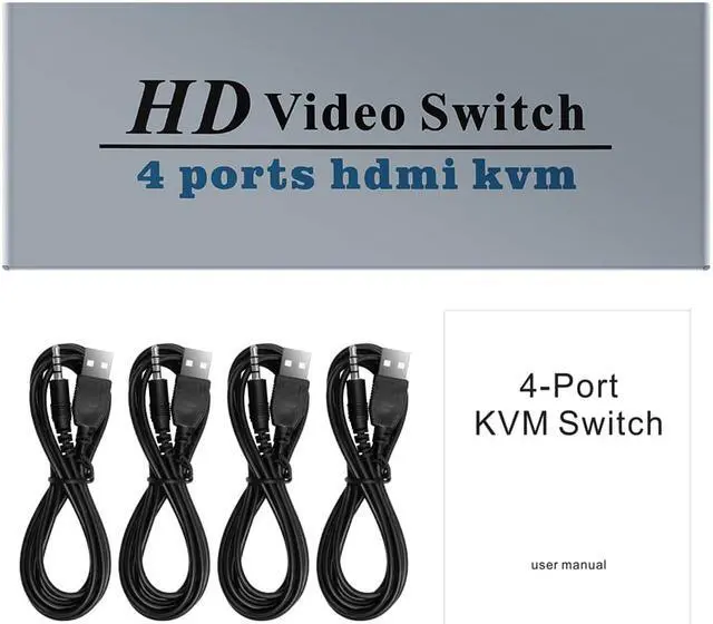 Alt view image 7 of 7 - 4 IN 1 Out 4K@30Hz HDMI KVM Switch 4 Ports HDMI Switcher Splitter for Sharing Monitor Keyboard Mouse U-disk