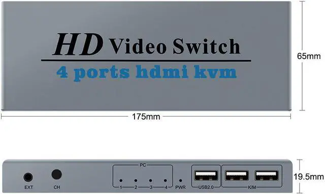 Alt view image 2 of 7 - 4 IN 1 Out 4K@30Hz HDMI KVM Switch 4 Ports HDMI Switcher Splitter for Sharing Monitor Keyboard Mouse U-disk