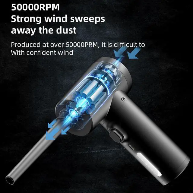 Alt view image 5 of 7 - Air Duster with 50000 RPM Improved Motor Electric Air Blower Computer Cleaning Compressed Air Duster for Keyboard Laptop PC Car