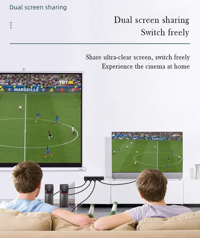 Alt view image 6 of 7 - 4K HDMI Switcher 2 in 2 out Matrix Distribution Switcher HD 3840x2160@60Hz Video Switch Audio Separation Splitter Support 3D SPDIF / 3.5mm Audio