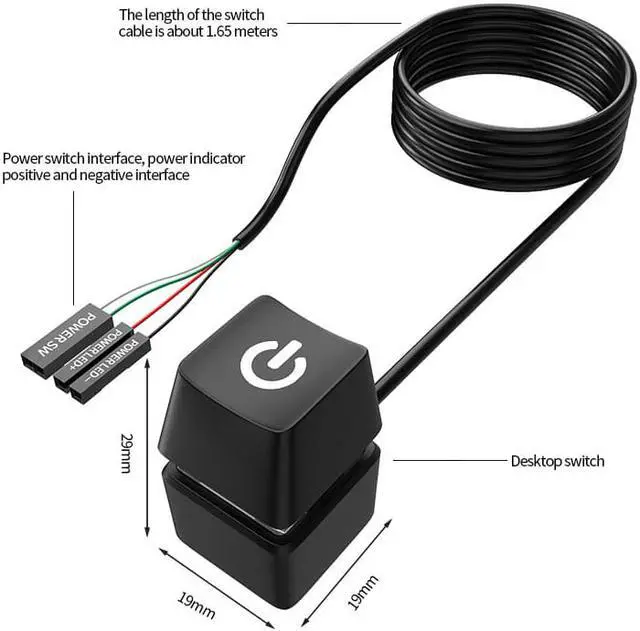 Alt view image 6 of 7 - 1.65m /5m /10m Portable LED Lights Computer Desktop Switch PC Motherboard External Start Power On/Off Button Extension Cable for Home Office Cafe