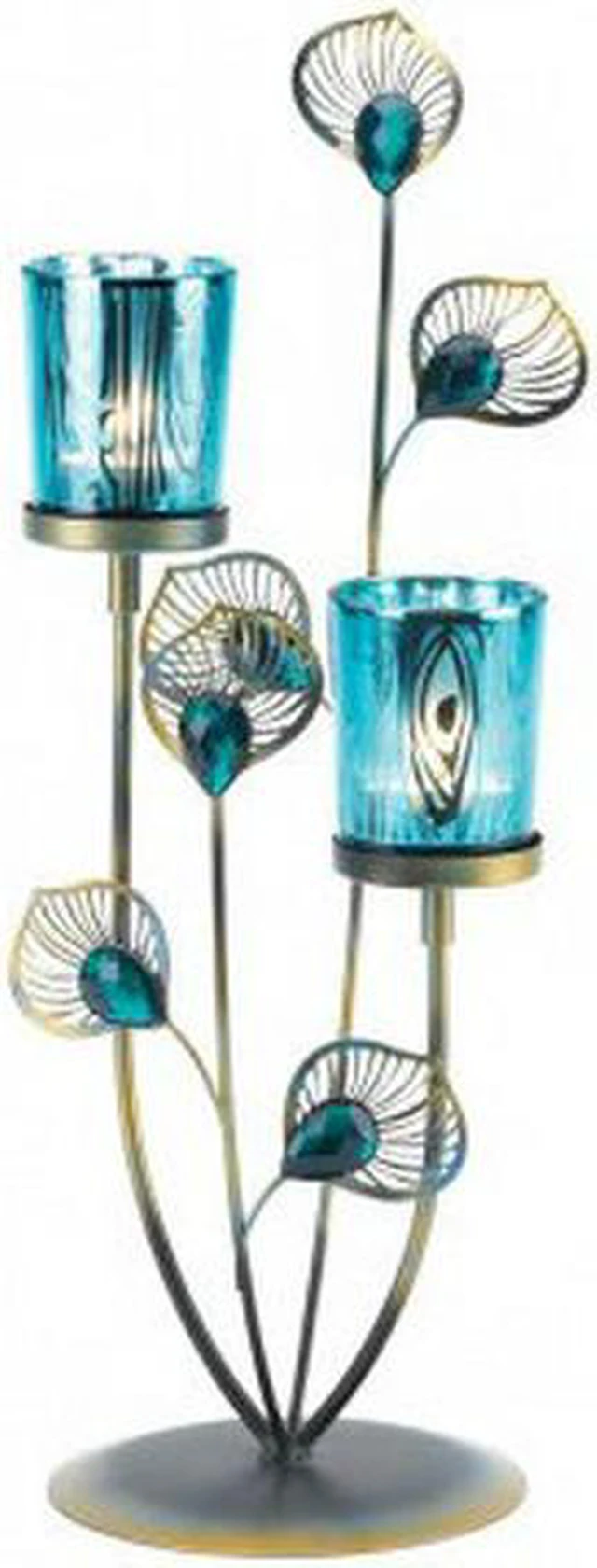 Main image of Gallery of Light Peacock Feathers Candle Holder
