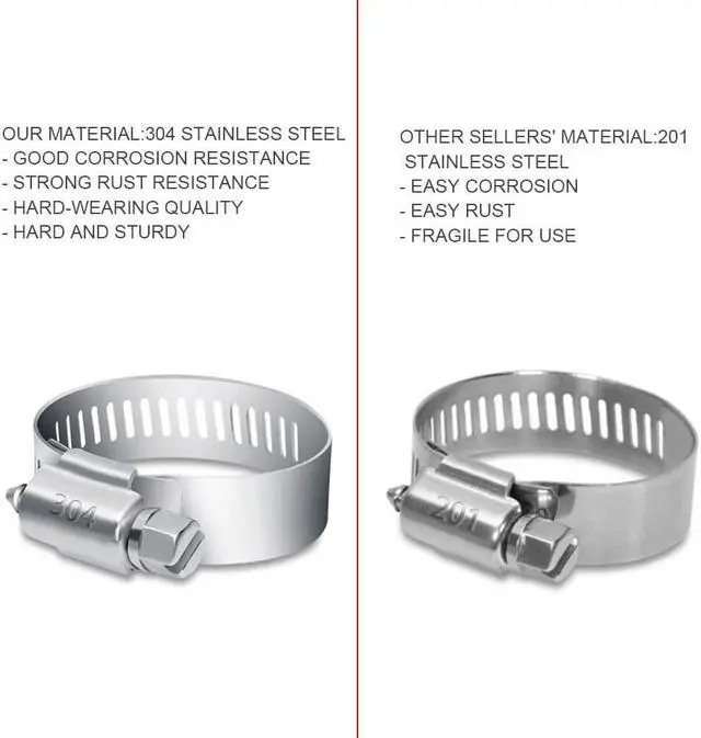 Alt view image 4 of 7 - 304 Stainless Steel Adjustable 27-51MM Range Worm Gear Hose Clamps Assortment Kit, Fuel Line Clamp for Water Pipe, Plumbing, Automotive and Mechanical Application (6pcs 27-51mm)