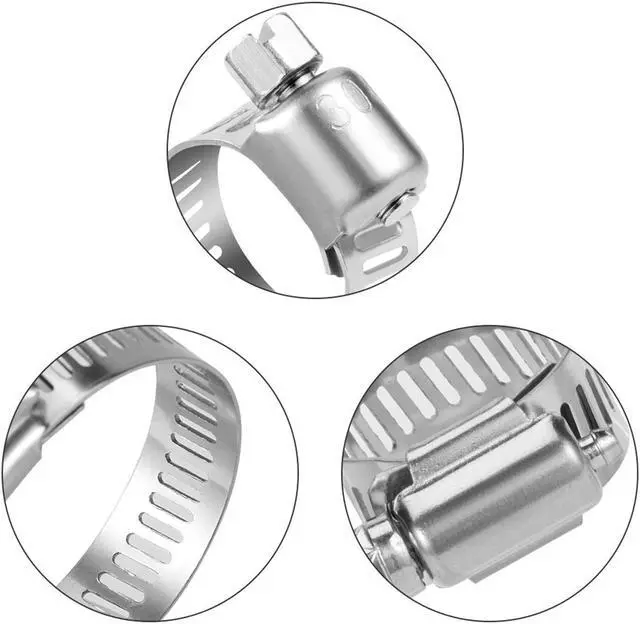 Alt view image 3 of 7 - 304 Stainless Steel Adjustable 141-165MM Range Worm Gear Hose Clamps Assortment Kit, Fuel Line Clamp for Water Pipe, Plumbing, Automotive and Mechanical Application (3pcs 141-165mm)