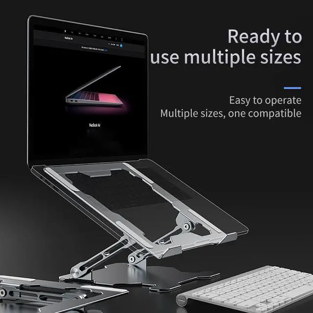 Alt view image 7 of 7 - Adjustable Laptop Stand, Ergonomic Portable Computer Stand with Heat-Vent to Elevate Laptop, 13 Lbs Heavy Duty Laptop Holder Compatible with MacBook, Air, Pro All Laptops(Silver)