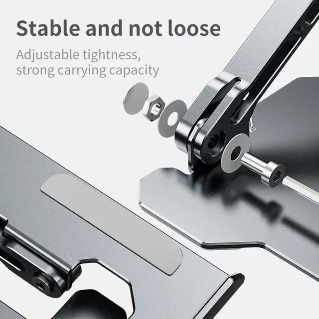 Alt view image 6 of 7 - Adjustable Laptop Stand, Ergonomic Portable Computer Stand with Heat-Vent to Elevate Laptop, 13 Lbs Heavy Duty Laptop Holder Compatible with MacBook, Air, Pro All Laptops(Silver)