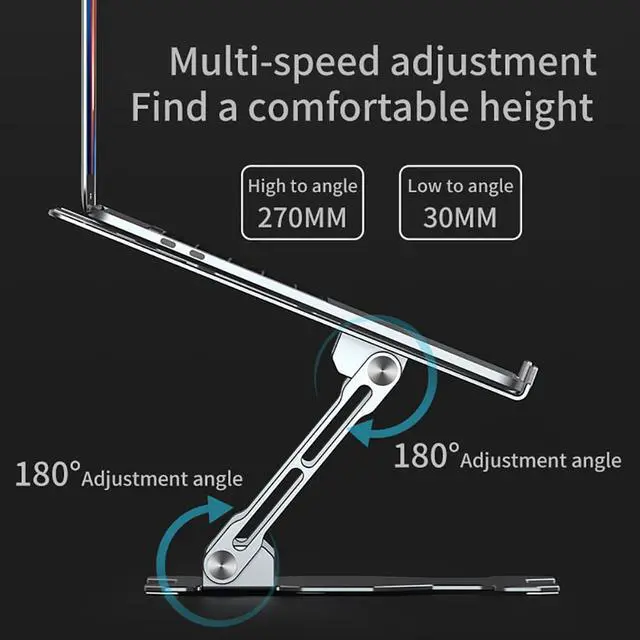 Alt view image 3 of 7 - Adjustable Laptop Stand, Ergonomic Portable Computer Stand with Heat-Vent to Elevate Laptop, 13 Lbs Heavy Duty Laptop Holder Compatible with MacBook, Air, Pro All Laptops(Silver)