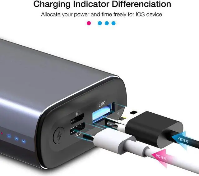 Alt view image 4 of 7 - TOZO Portable Charger 10000mAh One of The Lightest and Slimmest Fast Power Bank 18W PD High-Speed Charging Battery Pack with USB-C Input/Output for iPhone,Samsung and More Gray