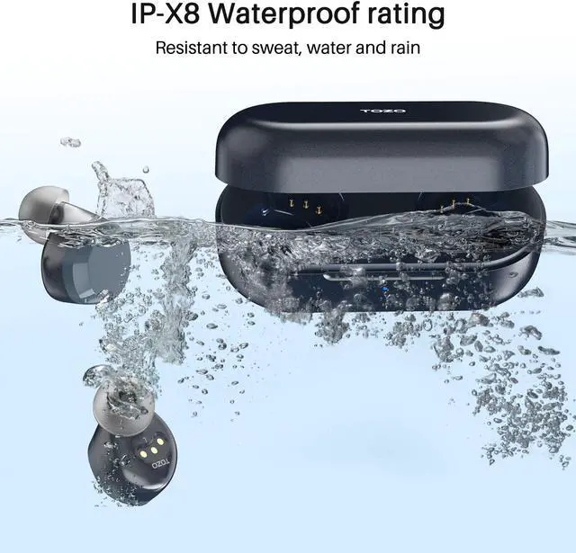 Alt view image 4 of 7 - TOZO T12 Wireless Earbuds Bluetooth Headphones Premium Fidelity Sound Quality Wireless Charging Case Digital LED Intelligence Display IPX8 Waterproof Earphones Built-in Mic Headset for Sport, Blue