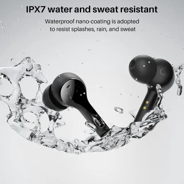 Alt view image 6 of 7 - TOZO T9 Bluetooth 5.3 Wireless Earbuds 4 Mic Call Environmental Noise Cancellation Headphones IPX7 Waterproof In-Ear Light Weight Earphones with Charging Case, Black