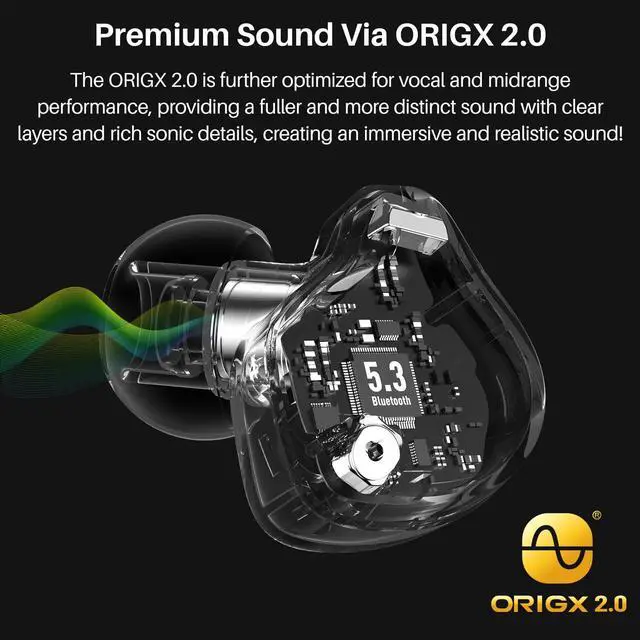 Alt view image 4 of 7 - TOZO Crystal Buds Bluetooth 5.3 Wireless Earbuds IPX8 Waterproof In-Ear Headphones Call Noise Reduction Earphones with LED Display Charger Case, Black