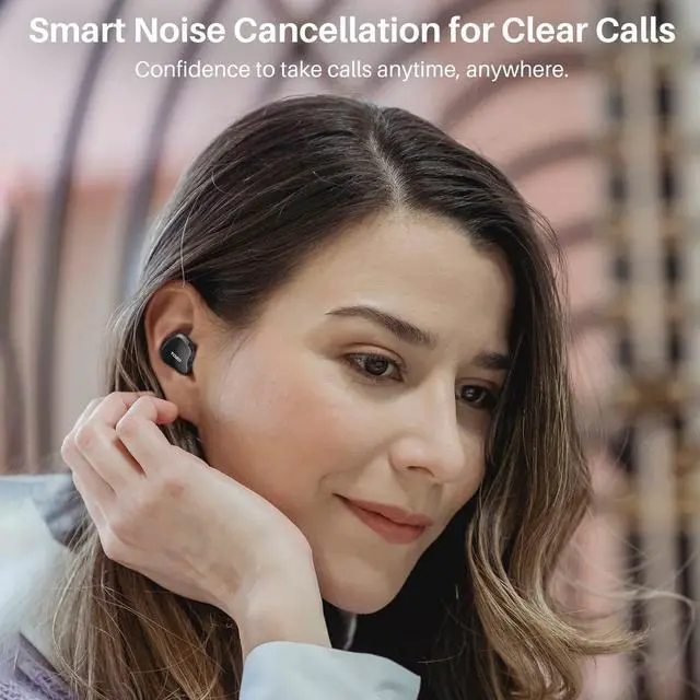 Alt view image 6 of 7 - TOZO Crystal Buds Bluetooth 5.3 Wireless Earbuds IPX8 Waterproof In-Ear Headphones Call Noise Reduction Earphones with LED Display Charger Case, Black