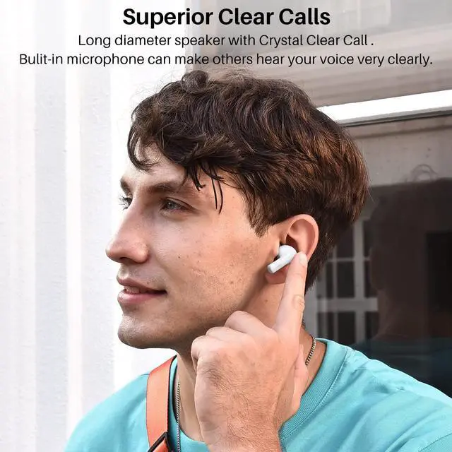 Alt view image 6 of 7 - TOZO A2-S Wireless Earbuds Bluetooth 5.3 in Ear Light-Weight Headphones Built-in Microphone Immersive Premium Sound Long Distance Connection Headset with Charging Case, White