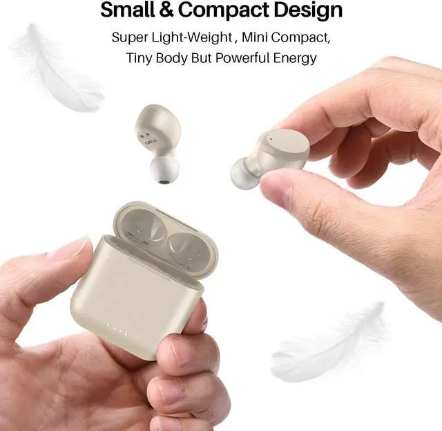 Alt view image 2 of 7 - TOZO T6 True Wireless Earbuds Bluetooth 5.3 In Ear Headphones Touch Control with Wireless Charging Case IPX8 Waterproof Built-in Mic Headset Premium Deep Bass Earphones, Champagne