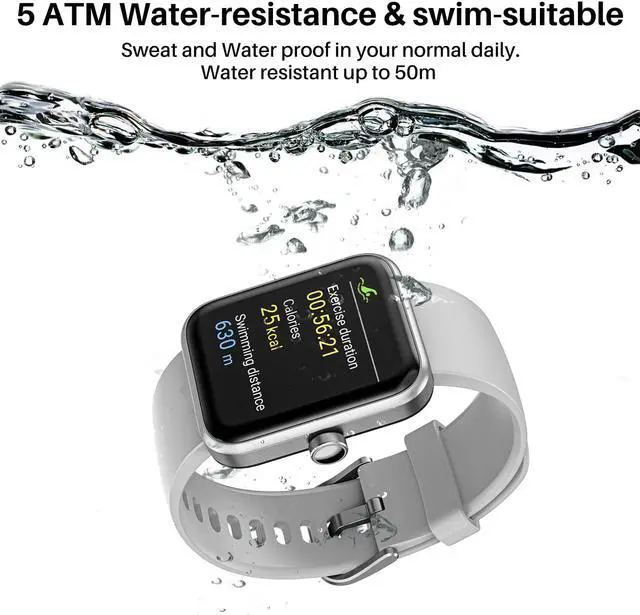 Alt view image 6 of 7 - TOZO S2 40mm Mini Smart Watch Alexa Built-in Fitness Tracker with Heart Rate, Blood Oxygen and Sleep Monitor 5ATM Waterproof 1.5" Touchscreen for Men Women Compatible with iPhone & Android, Space Gray