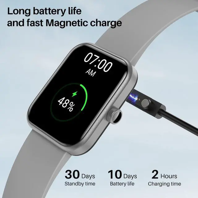 Alt view image 7 of 7 - TOZO S2 40mm Mini Smart Watch Alexa Built-in Fitness Tracker with Heart Rate, Blood Oxygen and Sleep Monitor 5ATM Waterproof 1.5" Touchscreen for Men Women Compatible with iPhone & Android, Space Gray