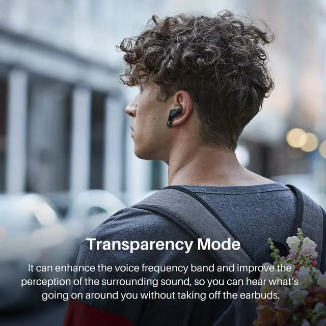 Alt view image 3 of 7 - TOZO NC2 Wireless Earbuds Hybrid Active Noise Cancelling, in-Ear Detection Headphones, IPX6 Waterproof Bluetooth 5.2 Stereo Earphones, Immersive Sound Premium Deep Bass Headset, Black