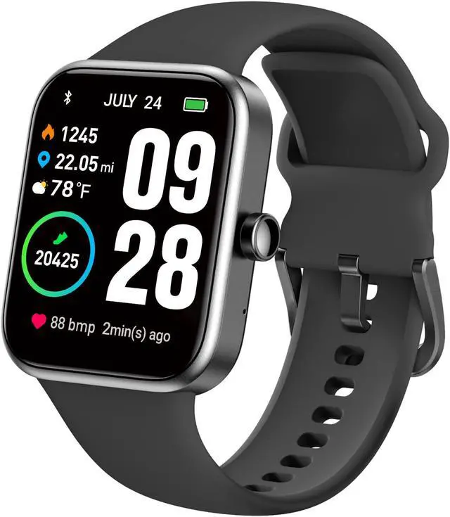 Main image of TOZO S2 44mm Smart Watch Alexa Built-in Fitness Tracker with Heart Rate and Blood Oxygen Monitor, Sleep Monitor 5ATM Waterproof 1.69" Touchscreen for Men Women Compatible with iPhone & Android, Black