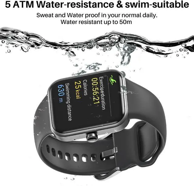 Alt view image 5 of 7 - TOZO S2 44mm Smart Watch Alexa Built-in Fitness Tracker with Heart Rate and Blood Oxygen Monitor, Sleep Monitor 5ATM Waterproof 1.69" Touchscreen for Men Women Compatible with iPhone & Android, Black