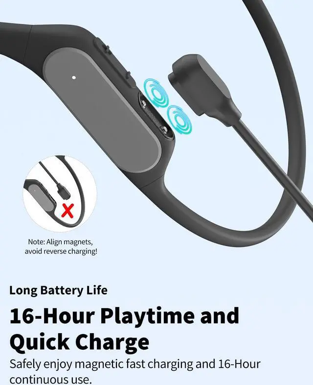 Alt view image 5 of 8 - TOZO OpenReal Bluetooth 5.3 Open Ear Sport Headphones Air Conduction Wireless Earbuds, Dual-Mic Call Noise Reduction Premium Sound Neckband Earphones for Workout Running Cycling, Black