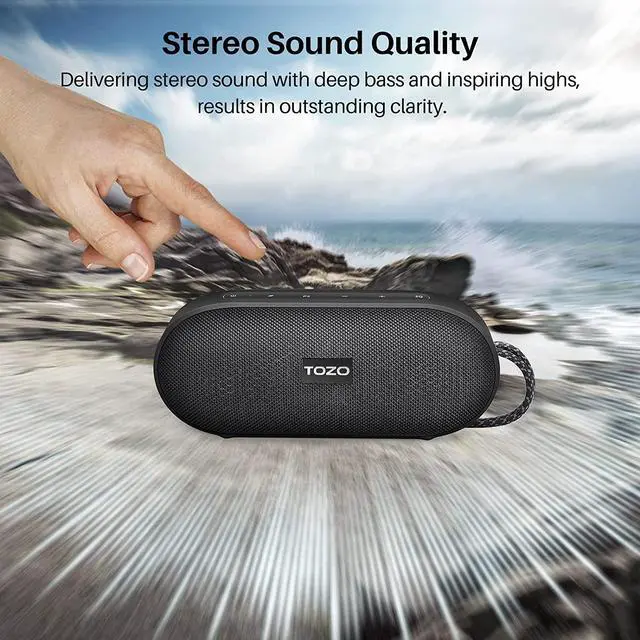 Alt view image 7 of 7 - TOZO PA1 Bluetooth Speaker 20W Stereo Sound Portable Wireless Speakers IPX7 Waterproof, 25H Playtime Dual Pairing Two Speakers for Home, Outdoor Black