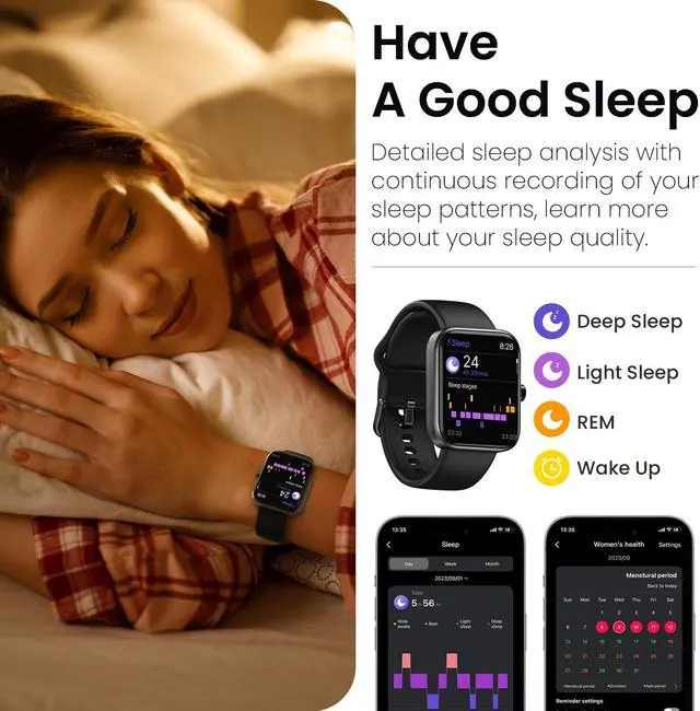 Alt view image 5 of 7 - TOZO S3 Smart Watch Bluetooth 5.3 Answer/Make Call, 1.83-inch Touch Screen, Heart Rate/Blood Oxygen/Sleep Monitor Fitness Tracker, IP68 Waterproof Smartwatch Compatible with iPhone & Android, Black