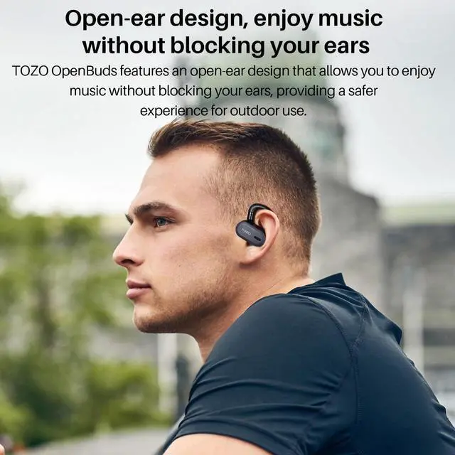 Alt view image 4 of 7 - TOZO OpenBuds True Open Ear Sport Headphones Bluetooth 5.3 Wireless Earbuds with Multi-Angle Adjustment, Dual-Axis Design for Long-lasting Comfort, Crystal-Clear Calls for Sport, Driving, Black