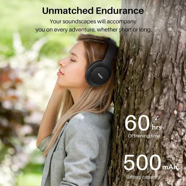 Alt view image 5 of 7 - TOZO Wireless Over Ear Bluetooth 5.3 Headphones Hybrid Active Noise Cancelling Headphones 60H Playtime Hi-Res Audio Deep Bass, Support APP, Black