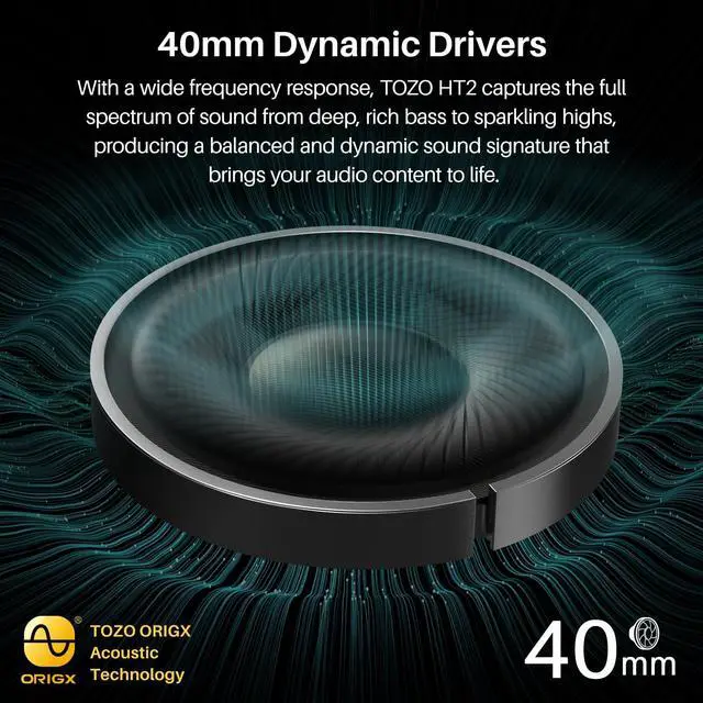 Alt view image 4 of 7 - TOZO Wireless Over Ear Bluetooth 5.3 Headphones Hybrid Active Noise Cancelling Headphones 60H Playtime Hi-Res Audio Deep Bass, Support APP, Black