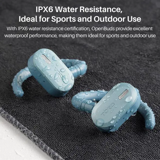 Alt view image 7 of 7 - TOZO OpenBuds True Open Ear Sport Headphones Bluetooth 5.3 Wireless Earbuds with Multi-Angle Adjustment, Dual-Axis Design for Long-lasting Comfort, Crystal-Clear Calls for Sport, Driving, Blue