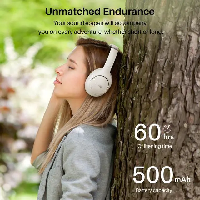 Alt view image 4 of 7 - TOZO Wireless Over Ear Bluetooth 5.3 Headphones Hybrid Active Noise Cancelling Headphones 60H Playtime Hi-Res Audio Deep Bass, Support APP, White