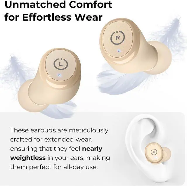 Alt view image 3 of 7 - TOZO T10 Wireless Earbuds Bluetooth 5.3 in-Ear Headphones, Ergonomic Design, App Customize EQ, 55H Playtime, Powerful Sound Headset IPX8 Waterproof, Khaki
