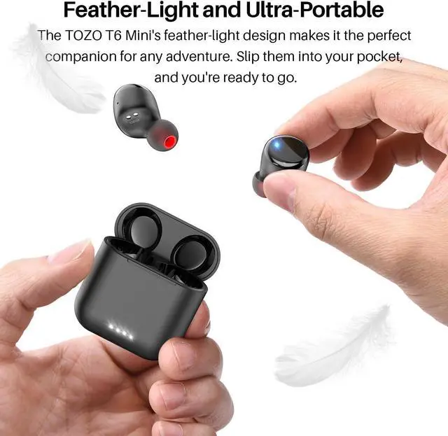 Alt view image 3 of 7 - TOZO T6 New Upgraded 2024 Wireless Earbuds IPX8 Waterproof Bluetooth 5.3 in-Ear Headphones 50H Playtime with Wireless Charging Case, APP EQ Customisable, Gloss Black