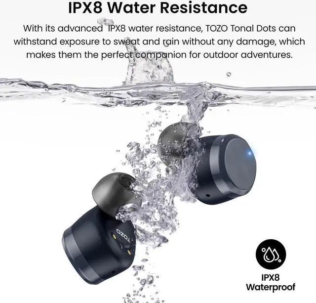 Alt view image 7 of 7 - TOZO Tonal Dots Wireless Earbuds ENC Noise Cancelling Headphones Waterproof IPX8, Bluetooth 5.3 In-Ear Headset with LED Digital Display Charging Case, App Customization, Navy Blue