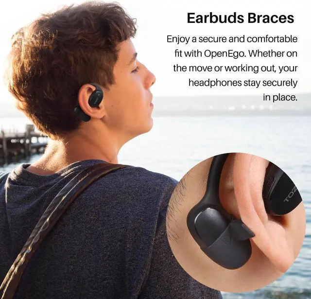 Alt view image 5 of 7 - TOZO OpenEgo Wireless Earbuds Earhook Open Ear Sport Bluetooth 5.3 Headphones with LED Digital Display Charger Case Sweat-Proof, Gloss Black