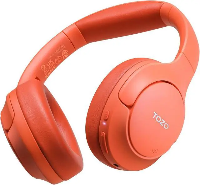 Main image of TOZO Wireless Over Ear Bluetooth 5.3 Headphones Hybrid Active Noise Cancelling Headphones 60H Playtime, Hi-Res Audio for Home Office Travel, Orange Red