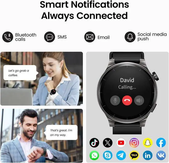Alt view image 4 of 7 - 1.43 AMOLED Touch Screen Smart Watch Answer/Make Calls, 100+ Sport Modes Fitness Watch for Men Women, IP68 Waterproof Smartwatch