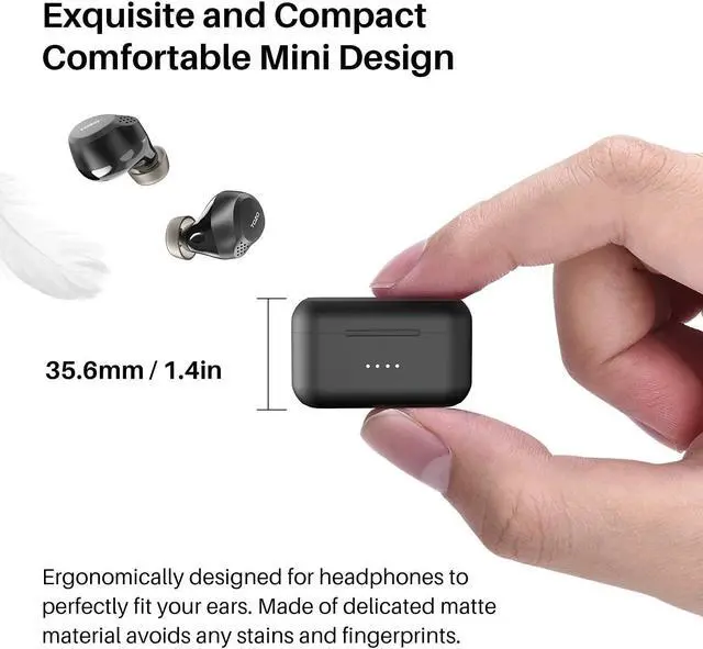 Alt view image 2 of 7 - TOZO NC7 Hybrid Active Noise Cancelling Wireless Earbuds, ANC, in-Ear Detection Headphones IPX6 Waterproof Bluetooth Stereo Earphones, Immersive Sound Premium Deep Bass Headset, Black