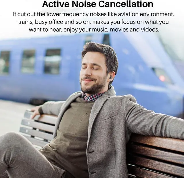 Alt view image 4 of 7 - TOZO NC7 Hybrid Active Noise Cancelling Wireless Earbuds, ANC, in-Ear Detection Headphones IPX6 Waterproof Bluetooth Stereo Earphones, Immersive Sound Premium Deep Bass Headset, Black