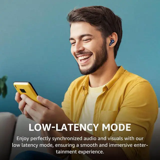 Alt view image 7 of 7 - TOZO NC3 Wireless Earbuds 6 Mics AI Clear Call, Hybrid Active Noise Cancelling Bluetooth Headphones IPX8 Waterproof, 55H Playtime with LED Display Charger Case, Blue