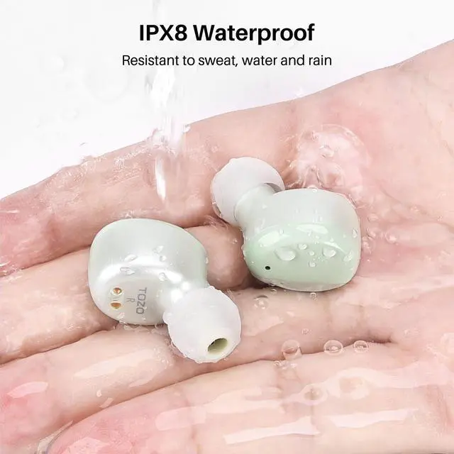 Alt view image 3 of 7 - TOZO T6 Wireless Earbuds Bluetooth 5.3 Built-in Mic Headphones IPX8 Waterproof, Green (Refurbished)